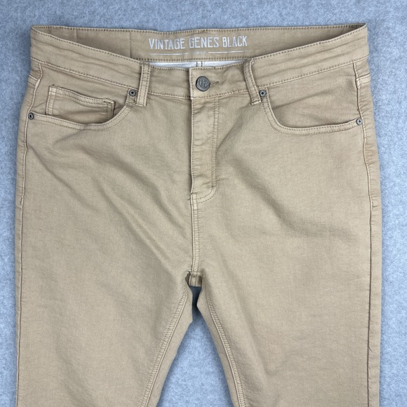 Vintage Genes Black Men's 5 Pocket Tan Pants Size 34x32 - Picture 3 of 8